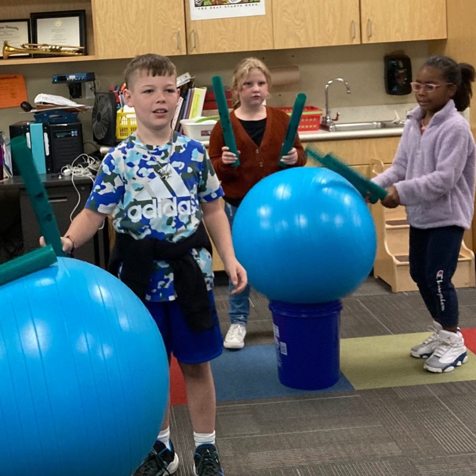 Sand Springs Education Foundation - Elementary Students drumming in music class