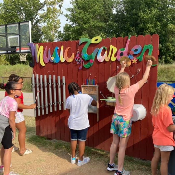 Sand Springs Education Foundation - Elementary Students with outdoor percussion instruments