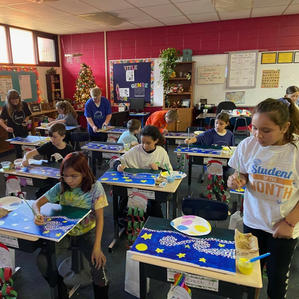 Sand Springs Education Foundation - Elementary Art Students Painting Starry Night