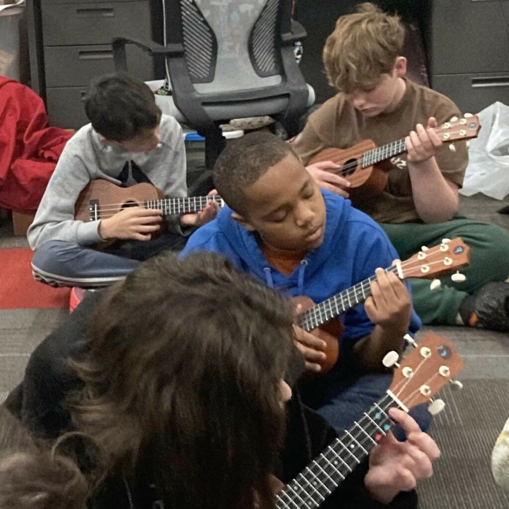 Sand Springs Education Foundation - Elementary Students Practice with Ukuleles